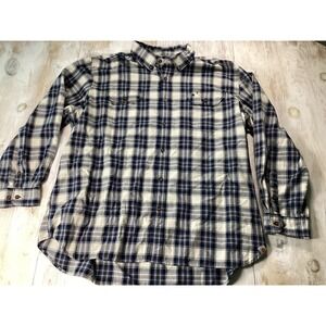 Carhartt Navy Plaid Long Sleeve Button Down Men's‎ 3XL